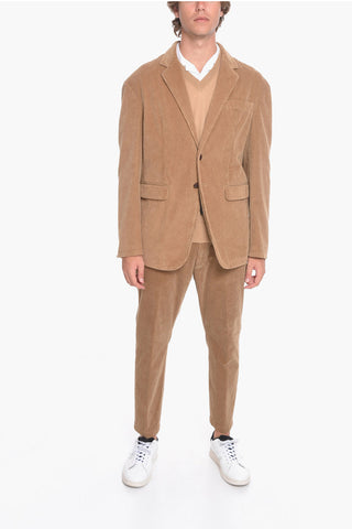 Corduroy Blazer with Flap Pockets