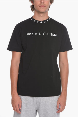 T-Shirt in Cotone con Collo Logato
