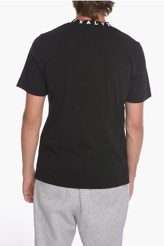 T-Shirt in Cotone con Collo Logato