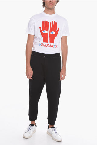 Joggers in Tessuto a Coste con Gamba Crop