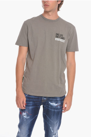 ONE LIFE ONE PLANET CrewneckT-shirt with Lettering