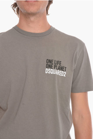 ONE LIFE ONE PLANET CrewneckT-shirt with Lettering