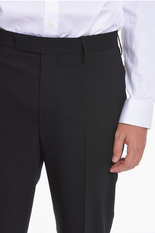 Wool-blend Trousers with Buckle Detailing
