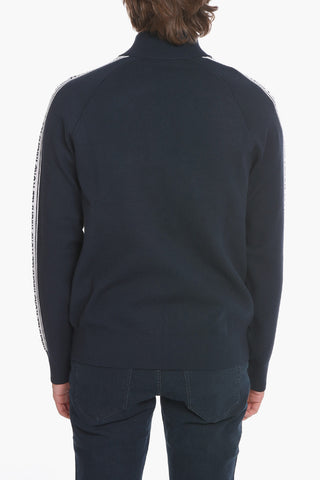Felpa Zip-up in Misto Viscosa con Bande Logate