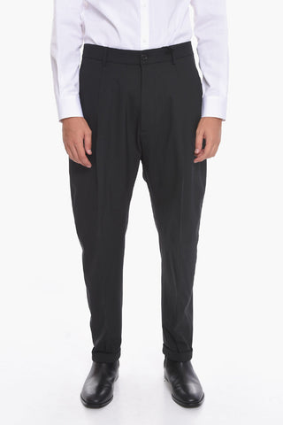 Wool Blend Trousers with Embossed Logo