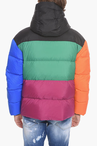 Multicolored HOOD PUFF Puffer Jacket with Velco Fastening