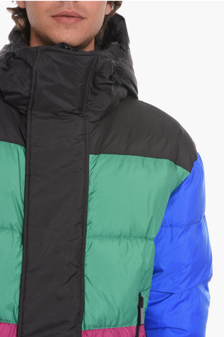 Multicolored HOOD PUFF Puffer Jacket with Velco Fastening