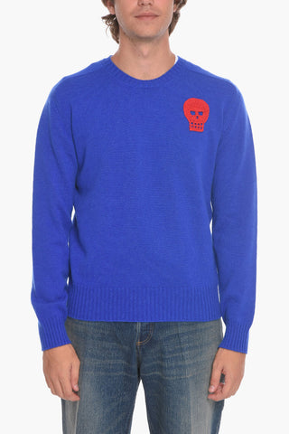 Crew Neck SULL Cashmere Sweater with Crochet Patch