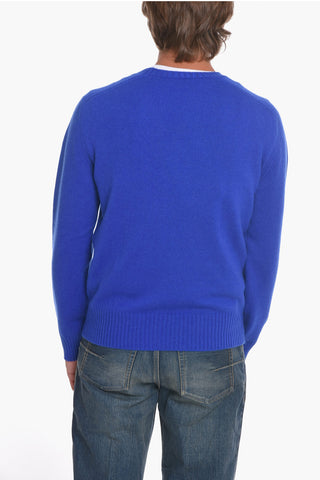 Crew Neck SULL Cashmere Sweater with Crochet Patch