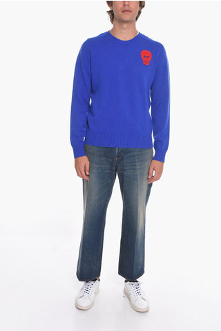 Crew Neck SULL Cashmere Sweater with Crochet Patch