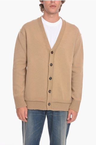 MM4 Cardigan UNISEX in Misto Lana con Toppe in Suede
