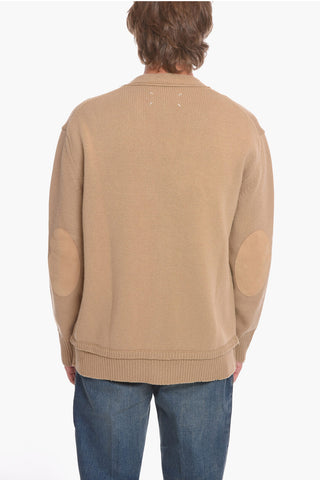MM4 Cardigan UNISEX in Misto Lana con Toppe in Suede
