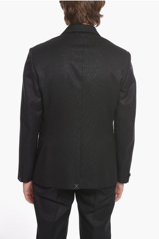 Lurex PALAZZO Single-breasted Blazer with Jacquard VERSACE PLAQUE Motif