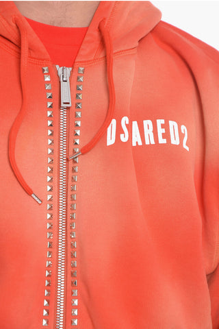 Vintage Hoodie Sweatshirt with Studs Application
