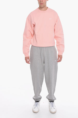 Fleeced Cotton Crew-neck Sweatshirt with Embroidered Logo