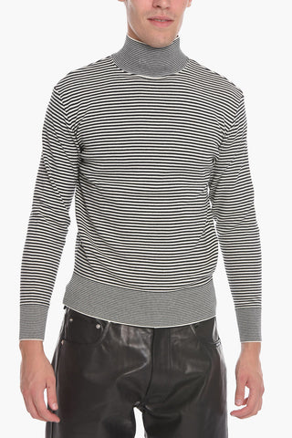 Maglia in Cotone a Righe a Collo Alto
