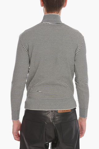 Maglia in Cotone a Righe a Collo Alto