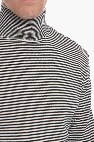 Maglia in Cotone a Righe a Collo Alto