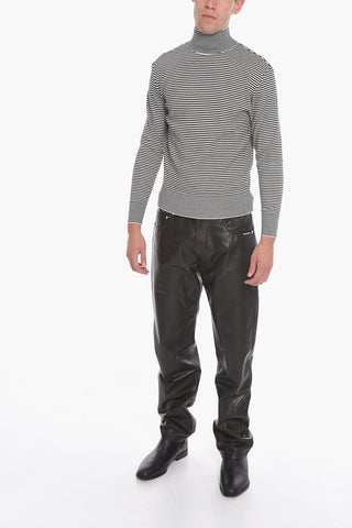 Maglia in Cotone a Righe a Collo Alto