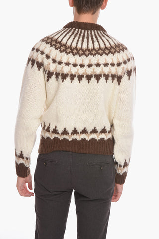 Pullover Girocollo in Misto Mohair con Motivo Geometrico