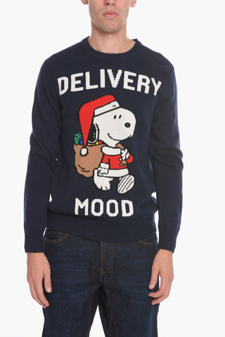 PEANUTS Maglia Girocollo SNOOPY con Maxi Ricamo Frontale