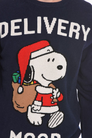 PEANUTS Maglia Girocollo SNOOPY con Maxi Ricamo Frontale