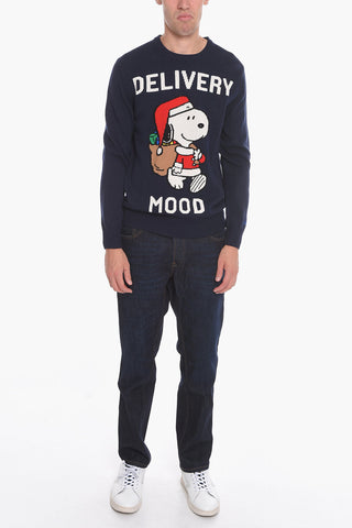 PEANUTS Maglia Girocollo SNOOPY con Maxi Ricamo Frontale
