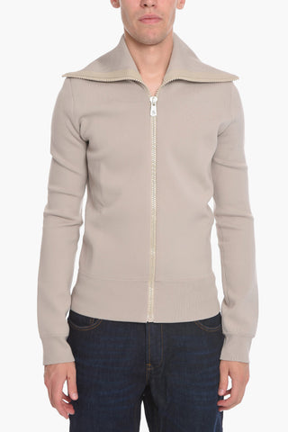 Maglia Zip-up con Collo a Costine