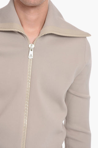Maglia Zip-up con Collo a Costine
