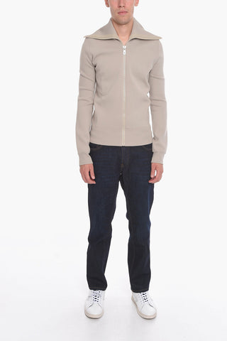 Maglia Zip-up con Collo a Costine