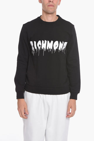 Brushed Cotton Crew-neck Sweatshirt with Printed Contrasting Logo