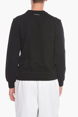 Brushed Cotton Crew-neck Sweatshirt with Printed Contrasting Logo