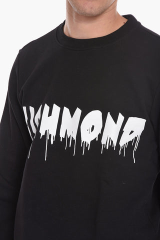 Brushed Cotton Crew-neck Sweatshirt with Printed Contrasting Logo