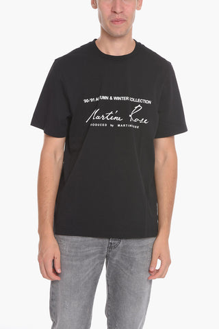 Solid Color Crew-neck T-Shirt with Contrasting Print