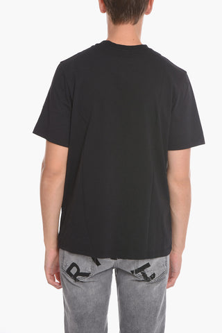 Solid Color Crew-neck T-Shirt with Contrasting Print