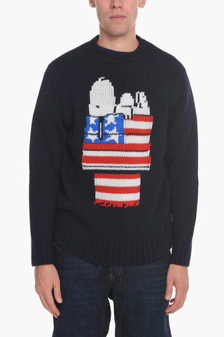 PEANUTS Crew-Neck SNOOPY Sweater with Maxi Embroidery