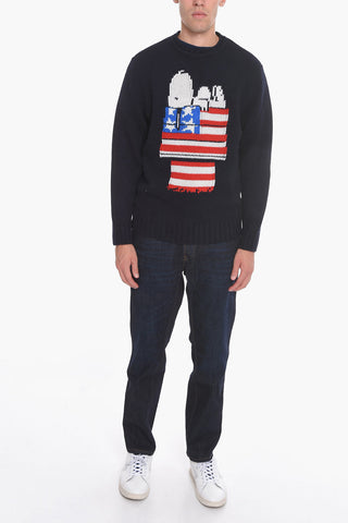 PEANUTS Crew-Neck SNOOPY Sweater with Maxi Embroidery