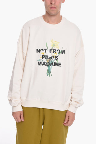 Crew-Neck Sweatshirt with Flowers-Print