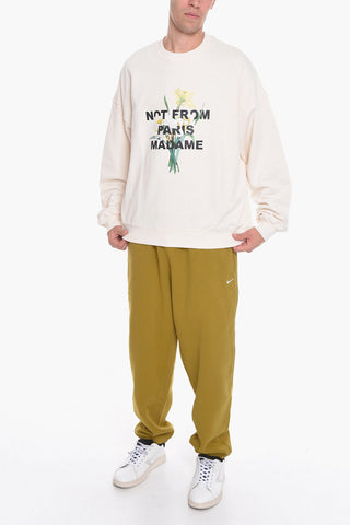 Crew-Neck Sweatshirt with Flowers-Print