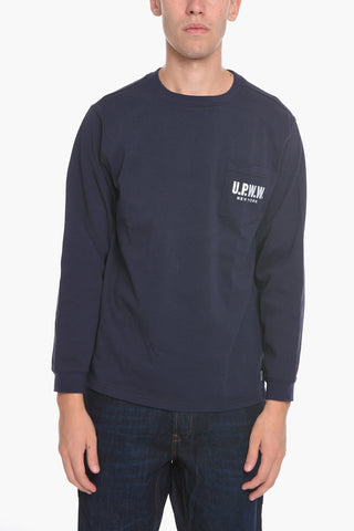 T-Shirt Girocollo a Manica Lunga con Taschino e Logo Stampato