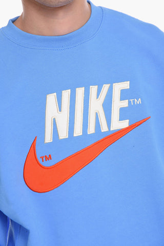Felpa Girocollo in Cotone Garzato con Logo Ricamato