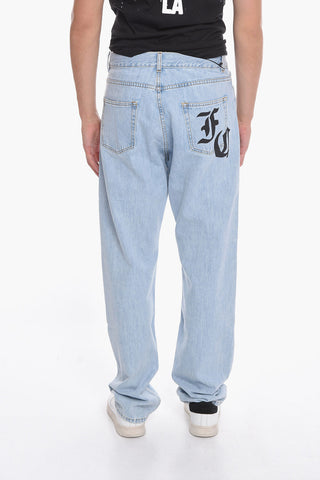 Straight Leg Jeans with Printed Logo 20cm