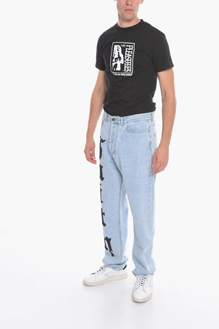 Straight Leg Jeans with Printed Logo 20cm