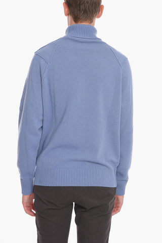 Maglia a Collo Alto in Misto Lana con Cuciture a Vista