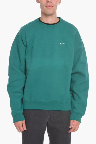 Solid Color Crew-neck Sweatshirt with Fleeced Inner