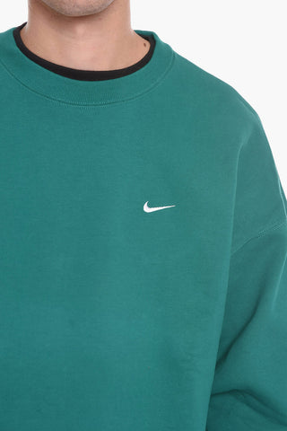 Solid Color Crew-neck Sweatshirt with Fleeced Inner