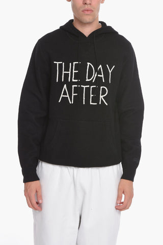 Wool Hoodie with Front Embroidery