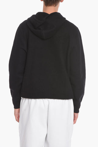 Wool Hoodie with Front Embroidery