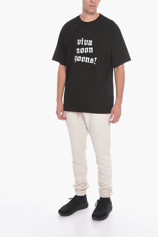 Cotton Crew-Neck T-shirt with Contrast Print
