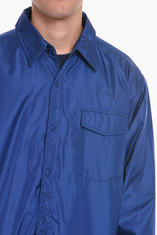 Overshirt in Nylon con Bottoni Automatici e Taschino